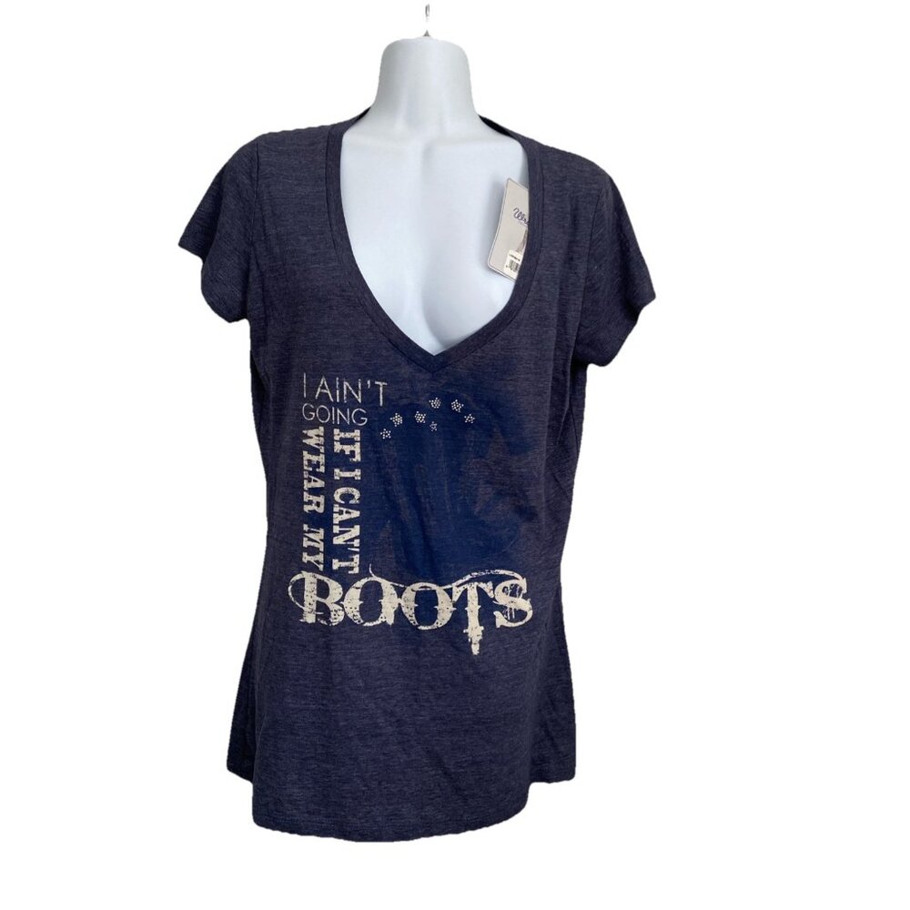 Wrangler Women’s T Shirt 2XL Blue I ain’t Going if I Can’t wear My Boots NWT